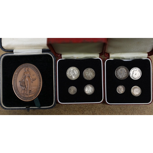 1598 - UK coins - Victoria maundy sets, 1899 in original case, 1893 in a later case, George V Maundy set 19... 