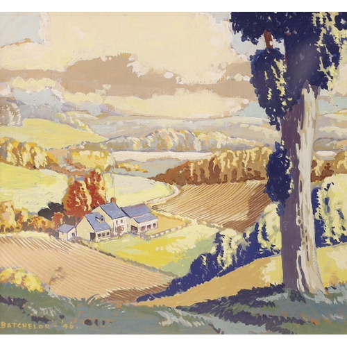 1651 - Roland Batchelor (1889-1990), goauche, Rolling landscape, signed and dated '46, 14 x 15cm