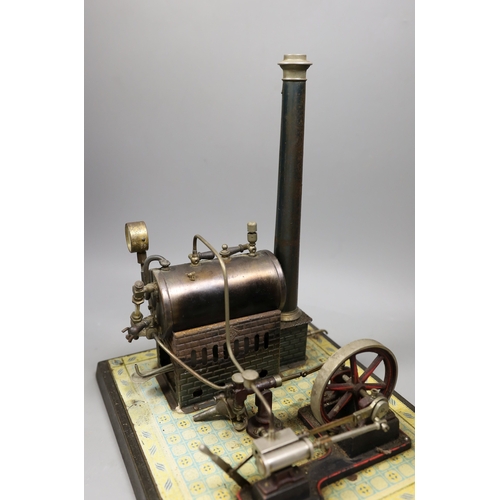 1358 - Gebruder Bing - tinplate stationary steam plant, single cylinder, rare, in original pine box, and gr... 