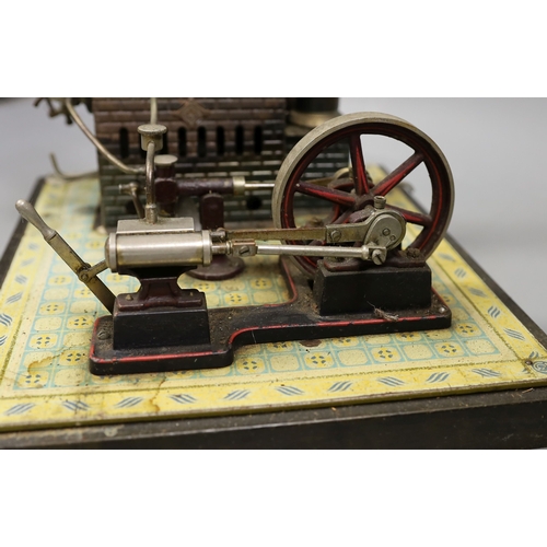 1358 - Gebruder Bing - tinplate stationary steam plant, single cylinder, rare, in original pine box, and gr... 