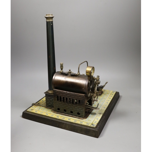 1358 - Gebruder Bing - tinplate stationary steam plant, single cylinder, rare, in original pine box, and gr... 