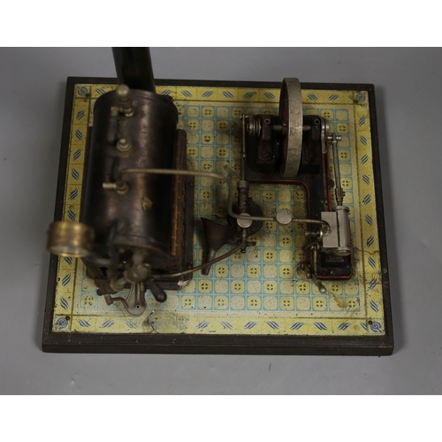 1358 - Gebruder Bing - tinplate stationary steam plant, single cylinder, rare, in original pine box, and gr... 