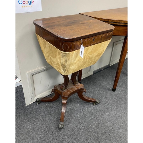 118 - A Regency brass inlaid rosewood work table, width 45cm, depth 37cm, height 75cm