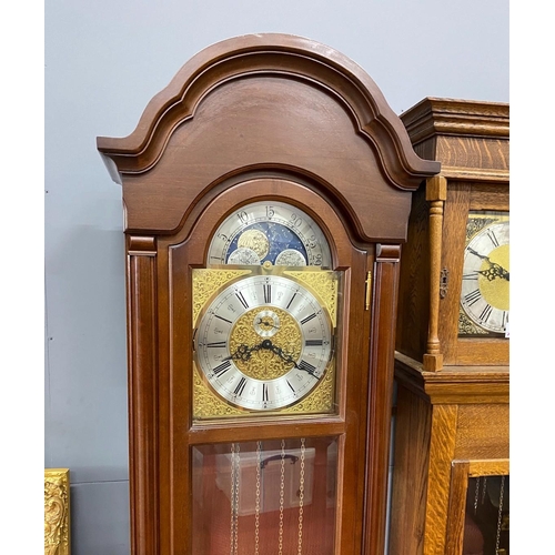 2 - A modern mahogany cased moonphase longcase clock, height 206cm