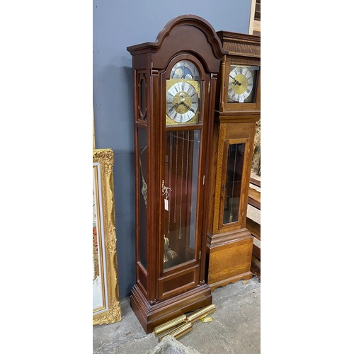 2 - A modern mahogany cased moonphase longcase clock, height 206cm