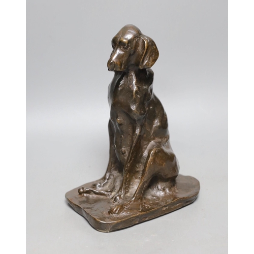 254 - After Prince Paul Troubetzkoy (Russian 1866-1938), a bronze seated figure of a bloodhound bitch, sig... 