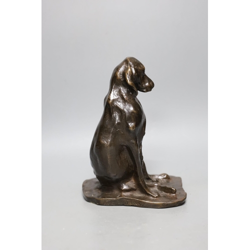 254 - After Prince Paul Troubetzkoy (Russian 1866-1938), a bronze seated figure of a bloodhound bitch, sig... 