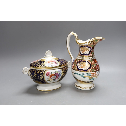 259 - A Coalport Imari style ewer and a similar lidded tureen, c.1820, Tallest 21cm