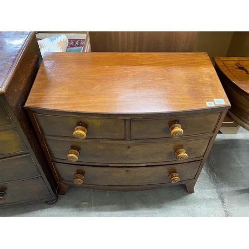 26 - A small Regency mahogany bowfront chest, width 85cm, depth 45cm, height 81cm