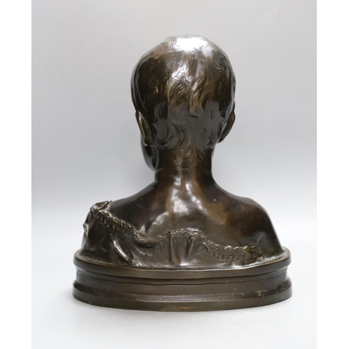 261 - A bronze bust of a boy entitled Leed, 31cm high