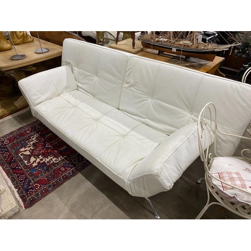 28 - A Ligne Roset white leather settee, length 228cm, depth 100cm, height 92cm