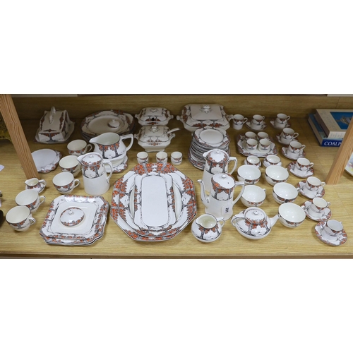 281 - A large quantity of Crown Ducal Orange Tree pattern tea, coffee and dinner wares