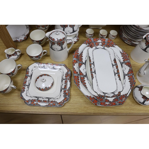 281 - A large quantity of Crown Ducal Orange Tree pattern tea, coffee and dinner wares