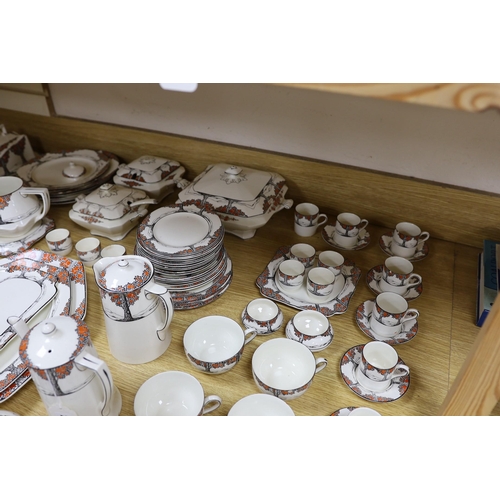 281 - A large quantity of Crown Ducal Orange Tree pattern tea, coffee and dinner wares