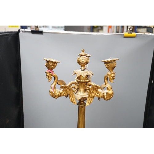 298 - A tall 19th century French ormolu 3-light candelabrum, in Barbedienne style, 67cm high  Height 67cm.... 