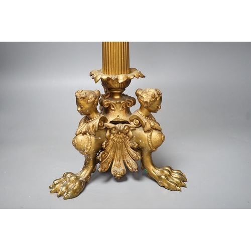 298 - A tall 19th century French ormolu 3-light candelabrum, in Barbedienne style, 67cm high  Height 67cm.... 