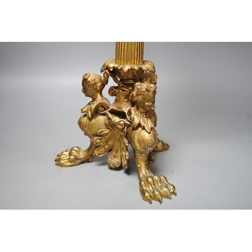 298 - A tall 19th century French ormolu 3-light candelabrum, in Barbedienne style, 67cm high  Height 67cm.... 