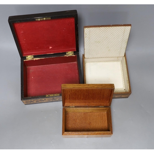 338 - Three 19th century Tunbridge ware perspective cube marquetry boxes, largest 20cm