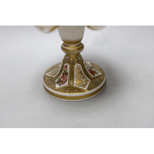 346 - A 19th century Bohemian cut enamelled and gilded glass centrepiece, in two parts, 25cm