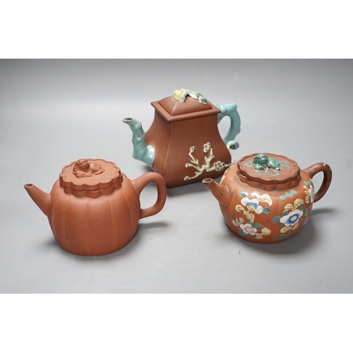 350 - Three Chinese Yixing teapots, 19th/early 20th century