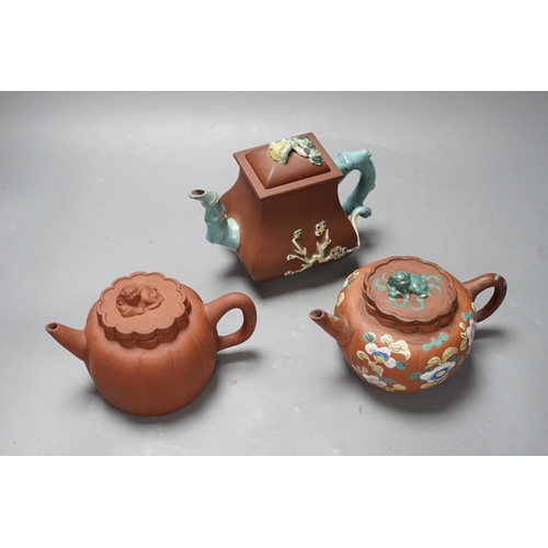 350 - Three Chinese Yixing teapots, 19th/early 20th century