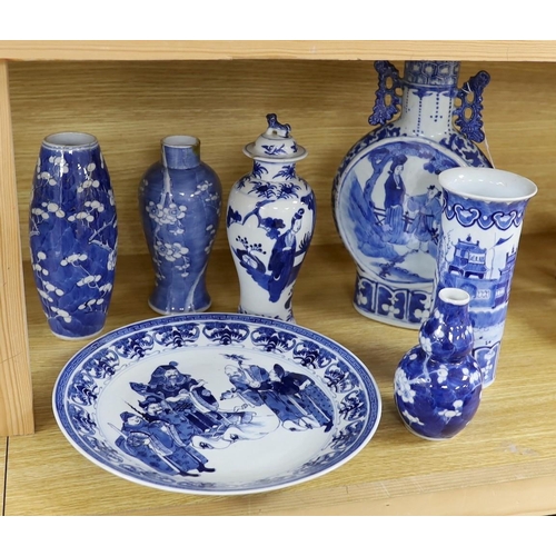 357 - A collection of mixed 19th century Chinese blue and white porcelain to include a dish decorated with... 