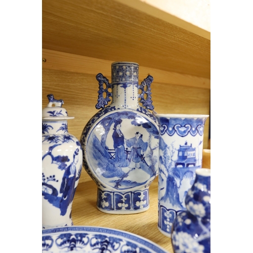 357 - A collection of mixed 19th century Chinese blue and white porcelain to include a dish decorated with... 