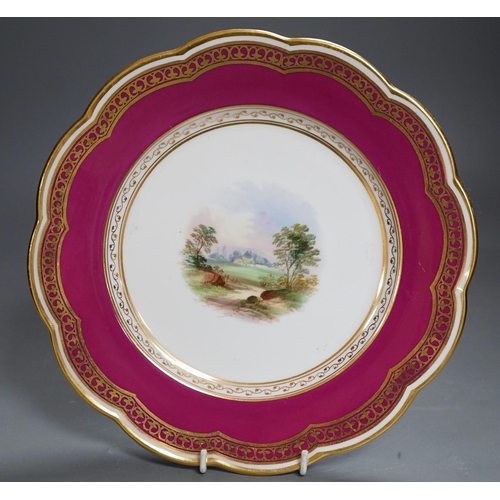 375 - A 19th century Davenport cerise ground dessert set, (15)