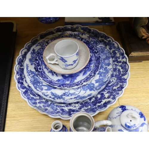 382 - A collection of mostly Japanese blue and white ceramics, late 19th/early 20th century, including a S... 