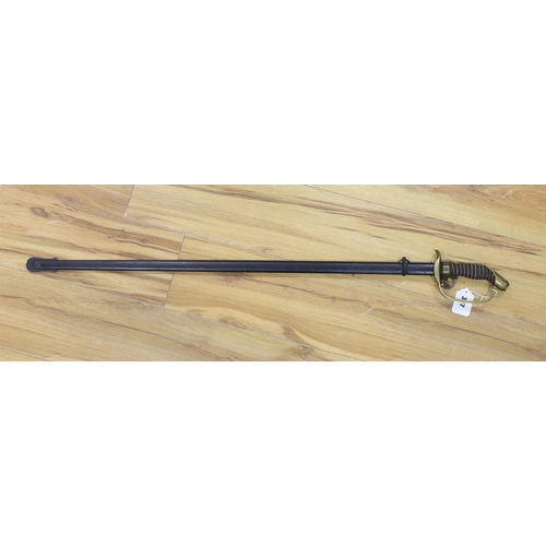 387 - A late 19th century Imperial German/Prussian infantry officer's sabre and scabbard 97cm total length... 