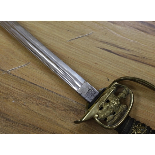 387 - A late 19th century Imperial German/Prussian infantry officer's sabre and scabbard 97cm total length... 