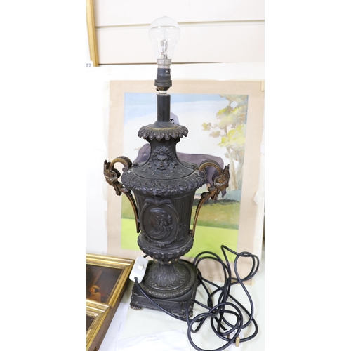 400 - A Regency style classical metal table lamp. 50cm high