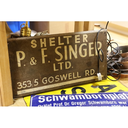 416 - An Air Raid Shelter enamel sign, 61 x 77cm, and four other signs