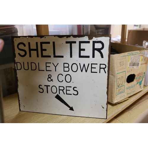 416 - An Air Raid Shelter enamel sign, 61 x 77cm, and four other signs