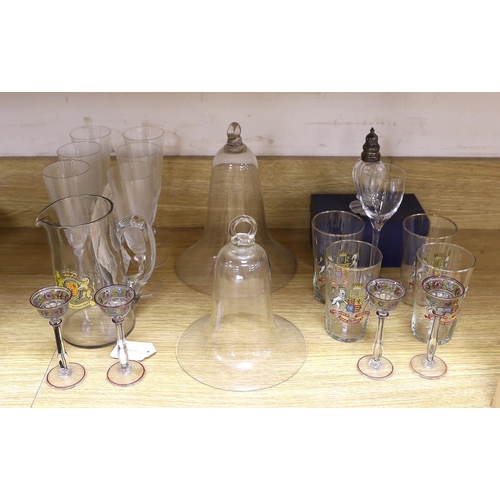 425 - A selection of glassware, to include a set of six Murano wine glasses, four Meyrs Neffe style lique... 