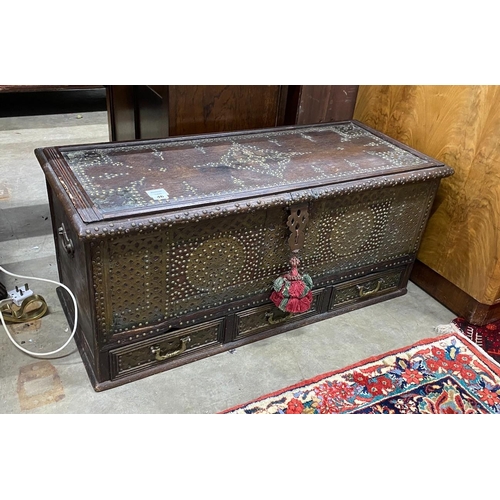 46 - A studded Moroccan coffer, length 100cm, depth 45cm, height 45cm