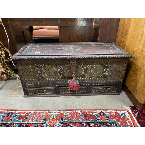 46 - A studded Moroccan coffer, length 100cm, depth 45cm, height 45cm