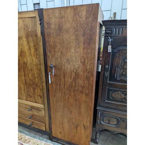 5 - An early 20th century Japanese influence walnut and rosewood compactum wardrobe, length 166cm, depth... 