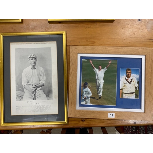 51 - Famous Cricketers and Cricket Grounds ten framed monochrome photographic prints 22cms x 34cms and a ... 