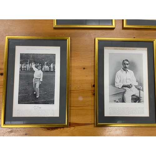 51 - Famous Cricketers and Cricket Grounds ten framed monochrome photographic prints 22cms x 34cms and a ... 