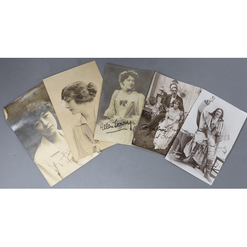 521 - Edwardian and early 20th century actors and actresses, five signed portrait postcards