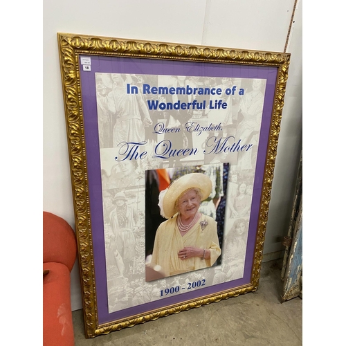 62 - A gilt framed Queen Mother commemorative poster, width 122cm, height 162cm