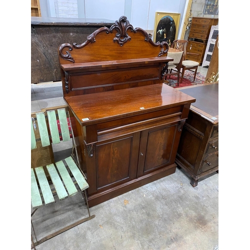 68 - A small Victorian mahogany chiffonier, width 100cm, depth 46cm, height 140cm