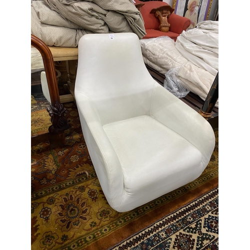 76 - A Ligne Roset white leather armchair, width 70cm, depth 90cm, height 86cm