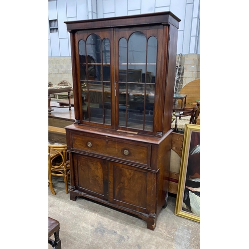 82 - A Regency mahogany secretaire bookcase, width 121cm, depth 52cm, height 223cm Ivory submission refer... 