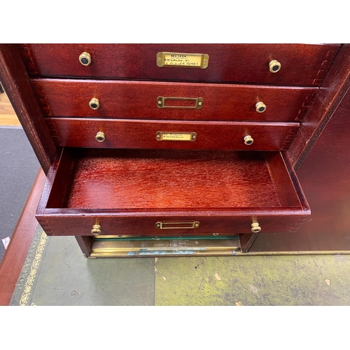 93 - A modern brass mounted mahogany collectors chest, width 80cm, depth 28cm, height 63cm