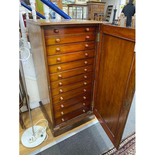 98 - A Victorian mahogany twelve drawer collectors' chest, width 55cm, depth 55cm, height 104cm