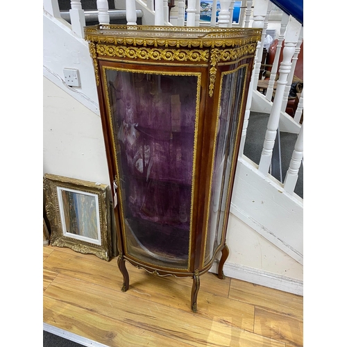 99 - A Louis XV style mahogany vitrine, width 68cm, depth 33cm, height 142cm