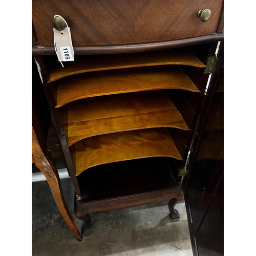 1012 - An early 20th century French mahogany music cabinet, width 53cm, depth 43cm, height 108cm