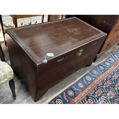 1017 - A Chinese camphorwood trunk, length 154cm, height 55cm